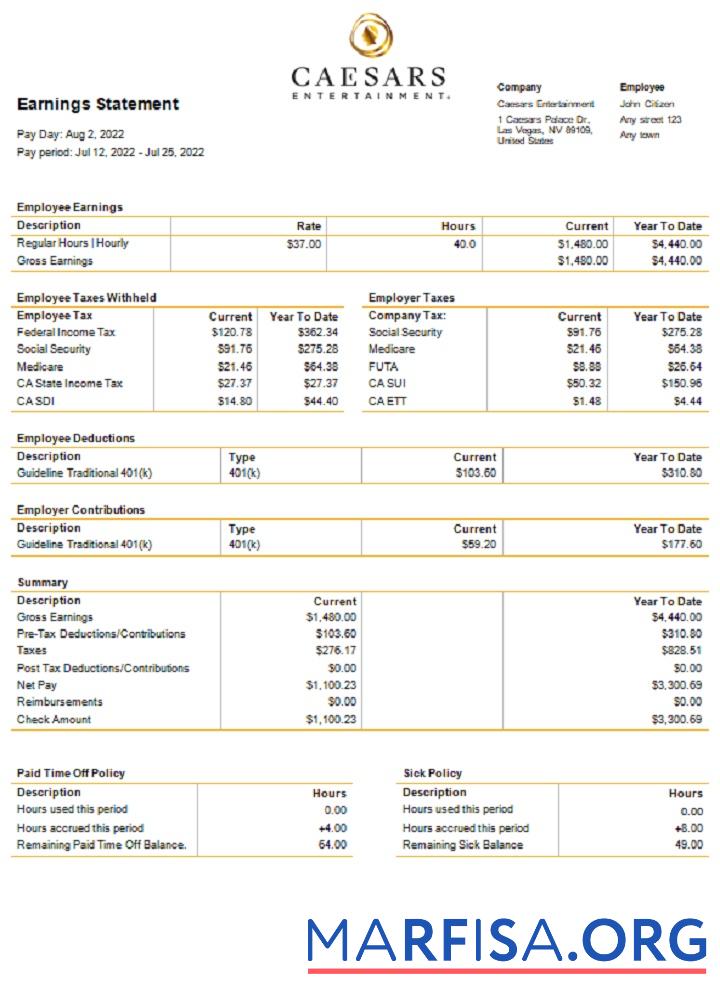 Downloadable USA Caesars Entertainment casino and resort company real example